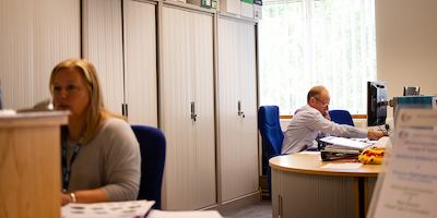 Office with older worker