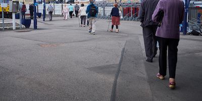 Older people at train station