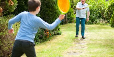 Grandson and Grandfather playing