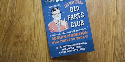 Birthday card with ageist text