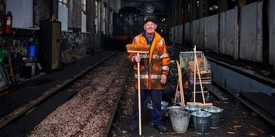 a male railway volunteer