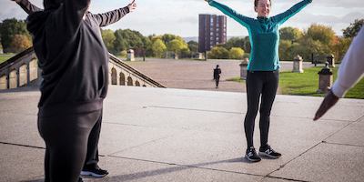 Group of older people exercising outdoor