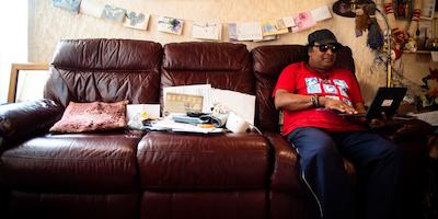 man on laptop at home