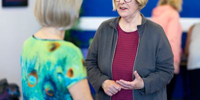 two older women talking