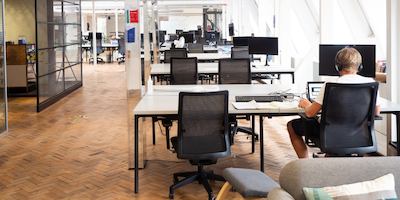 man working in empty office