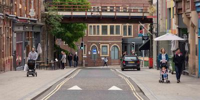 Street with people walking