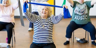 Older people working out at an exercise class