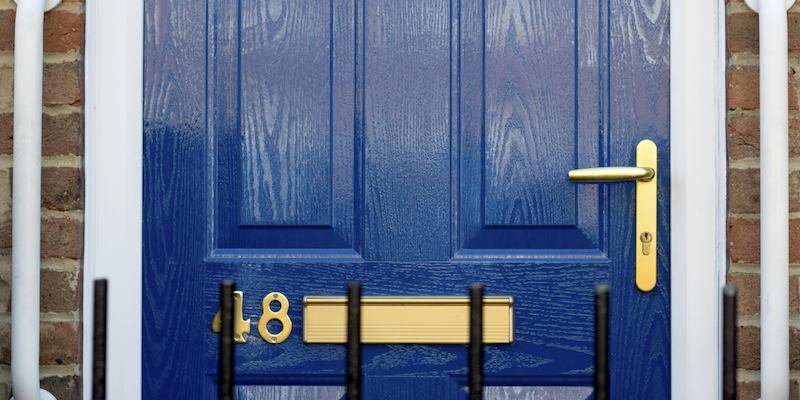 Front door with grab rails