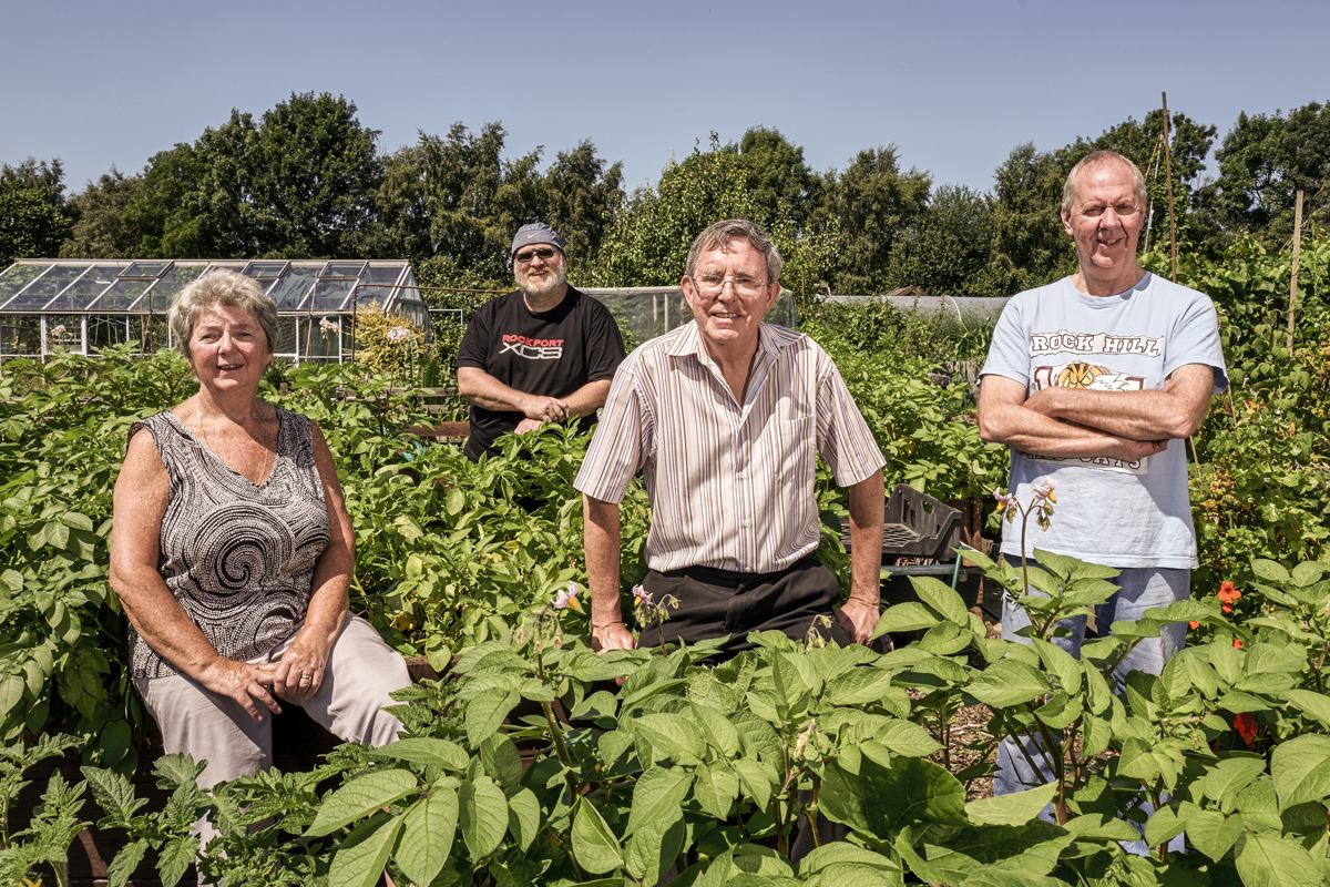 Group of friends at local allotment