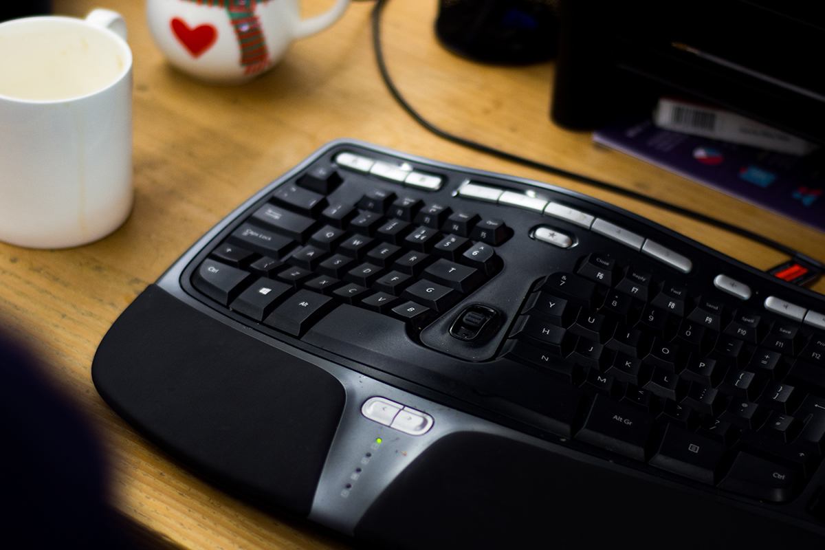 Keyboard on a desk with some modifications