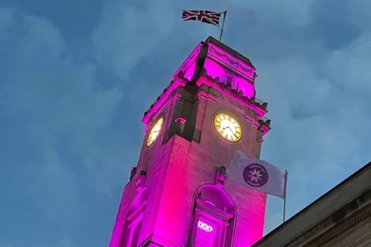 Barnsley Town Hall illuminated