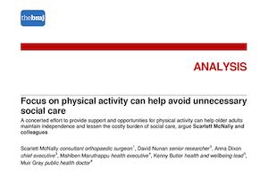 Focus on physical activity can help avoid unnecessary social care
