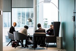 Group of people sitting in a business environment