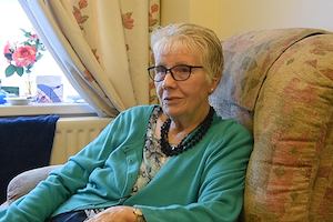 Hazel sitting on a chair