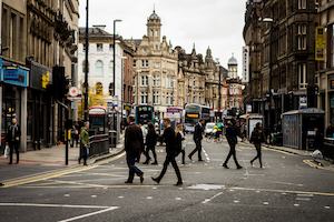 People walking in city centre