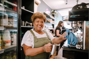 Woman working as a barista