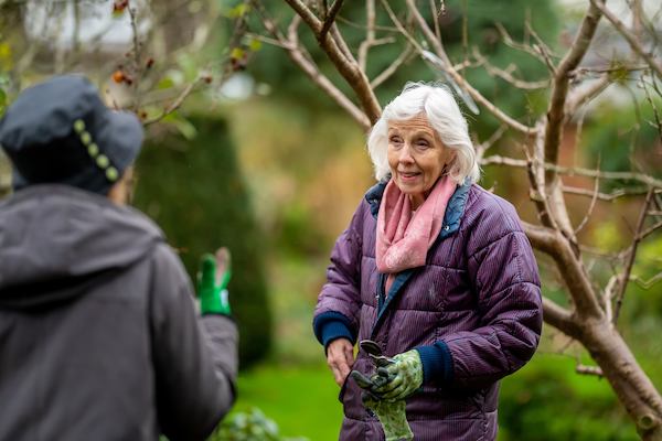 Two older women chatting