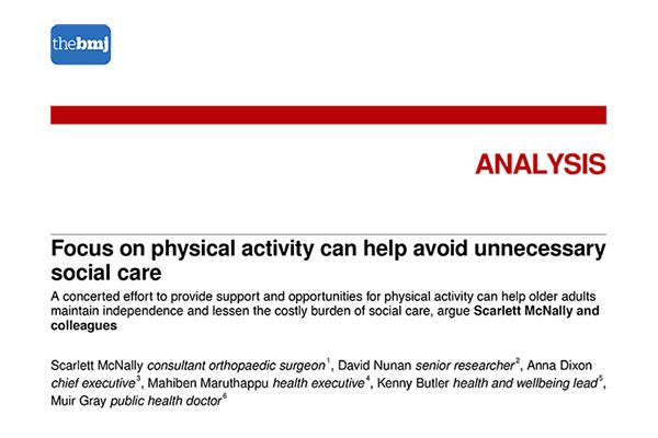 Focus on physical activity can help avoid unnecessary social care