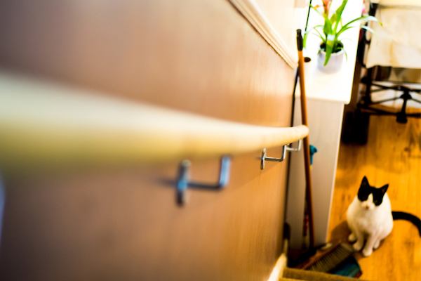 Staircase with a grab rail