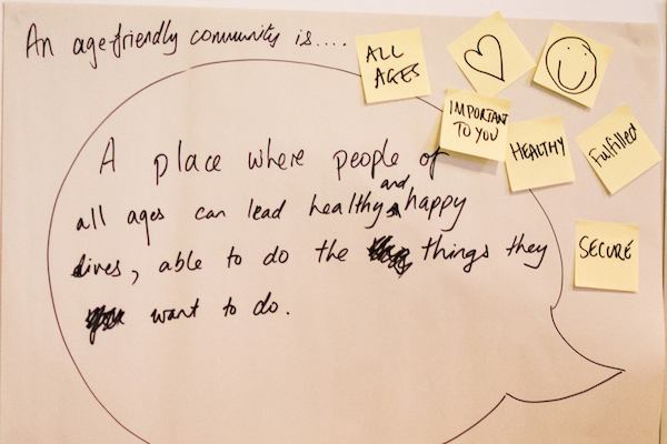 Whiteboard with post-it notes