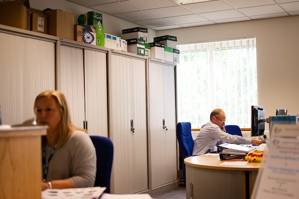 Office with older worker