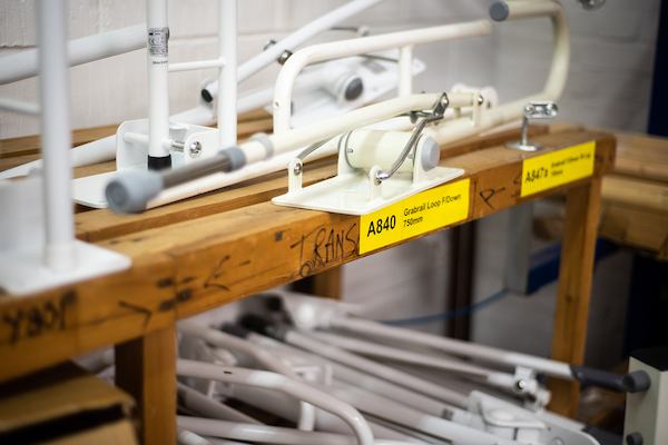 Hand rails in a shop