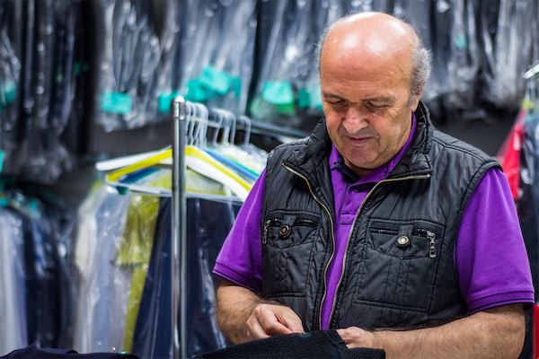 Dry cleaner at work