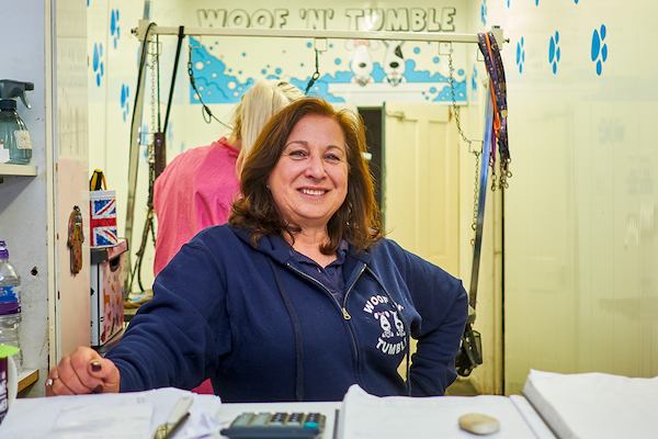 Older worker looking into camera