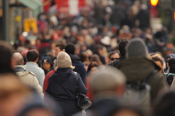 People walking along a street