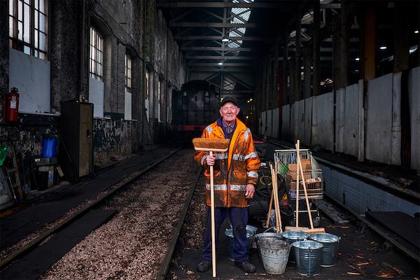 a male railway volunteer