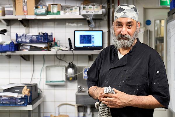 Man in restaurant kitchen