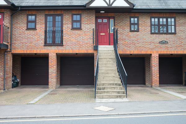 A home with a very steep set of stairs