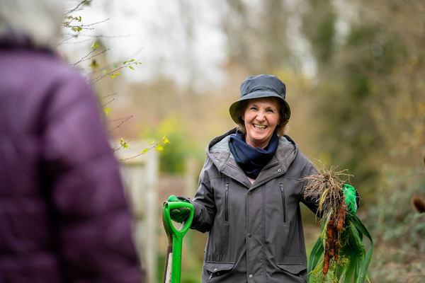 older woman gardening