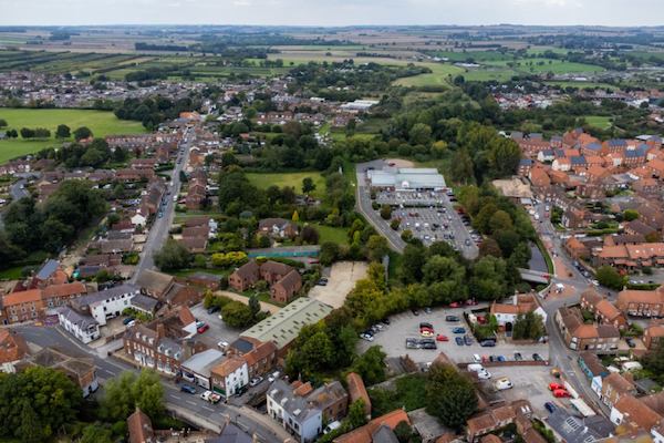 drone shot of lincolnshire