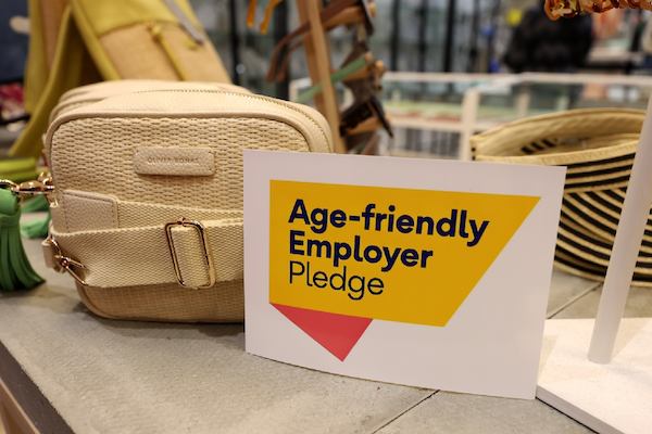 Photo of the employer pledge sign in an Oliver Bonas shop