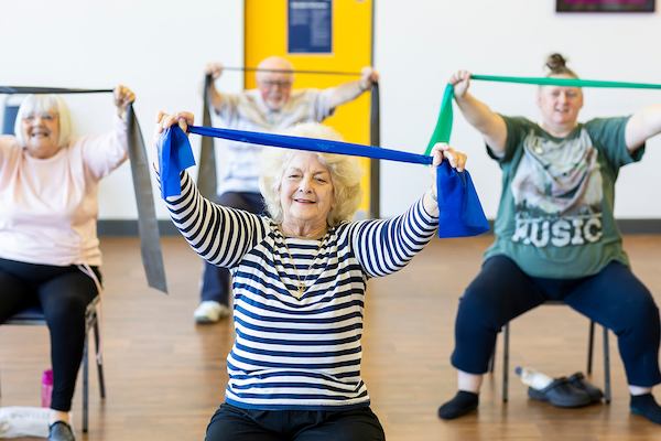 Older people working out at an exercise class